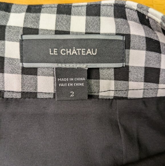 Le Chateau Asymmetrical Check Pencil Skirt Size 2 - Picture 3 of 7